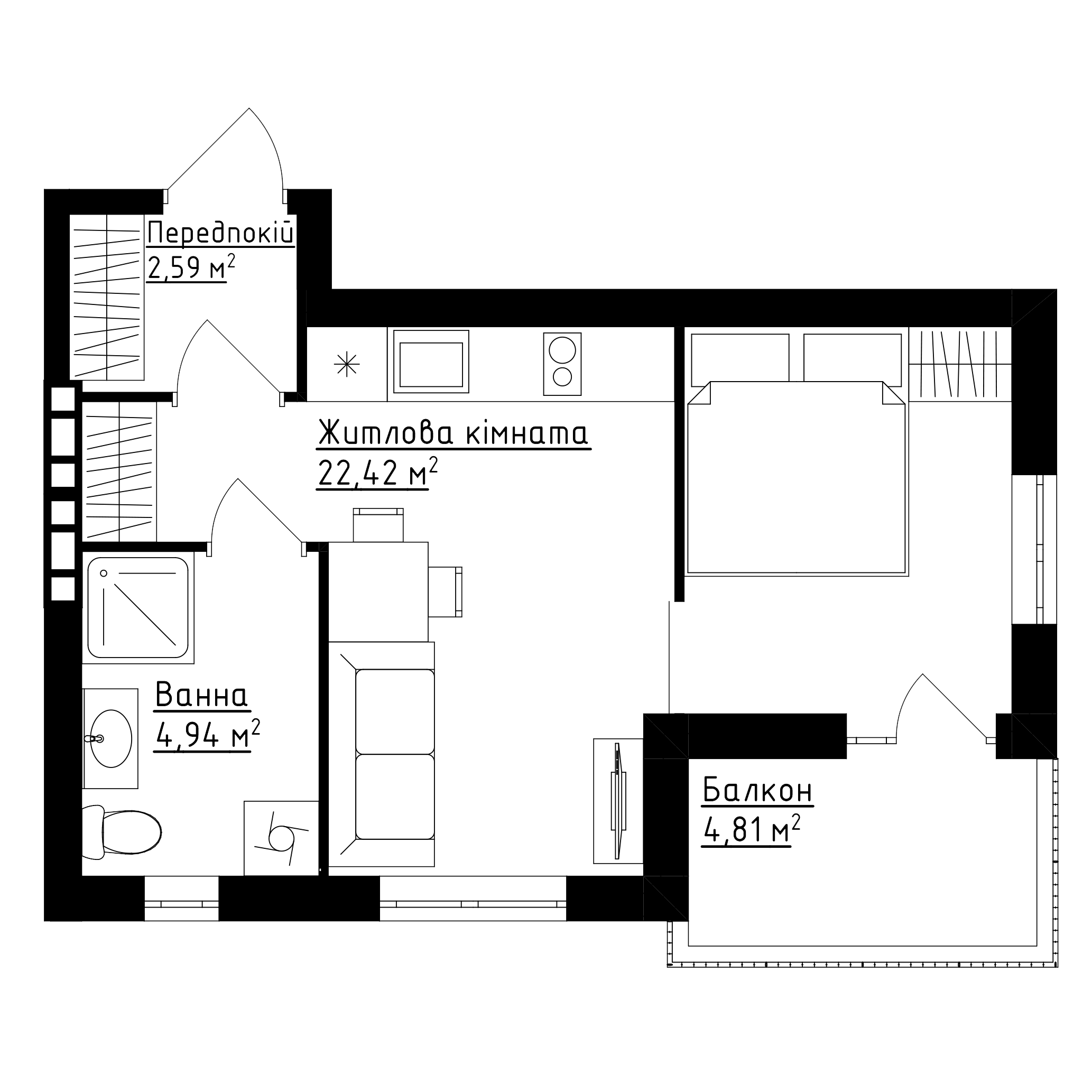Квартира №115 (1-к) в ЖК «Family Comfort»