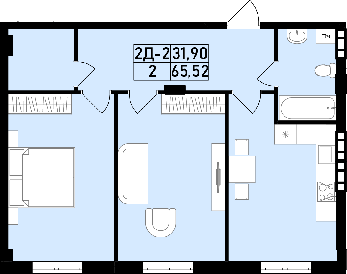 Квартира №1 (2-к) в ЖК «Family House»
