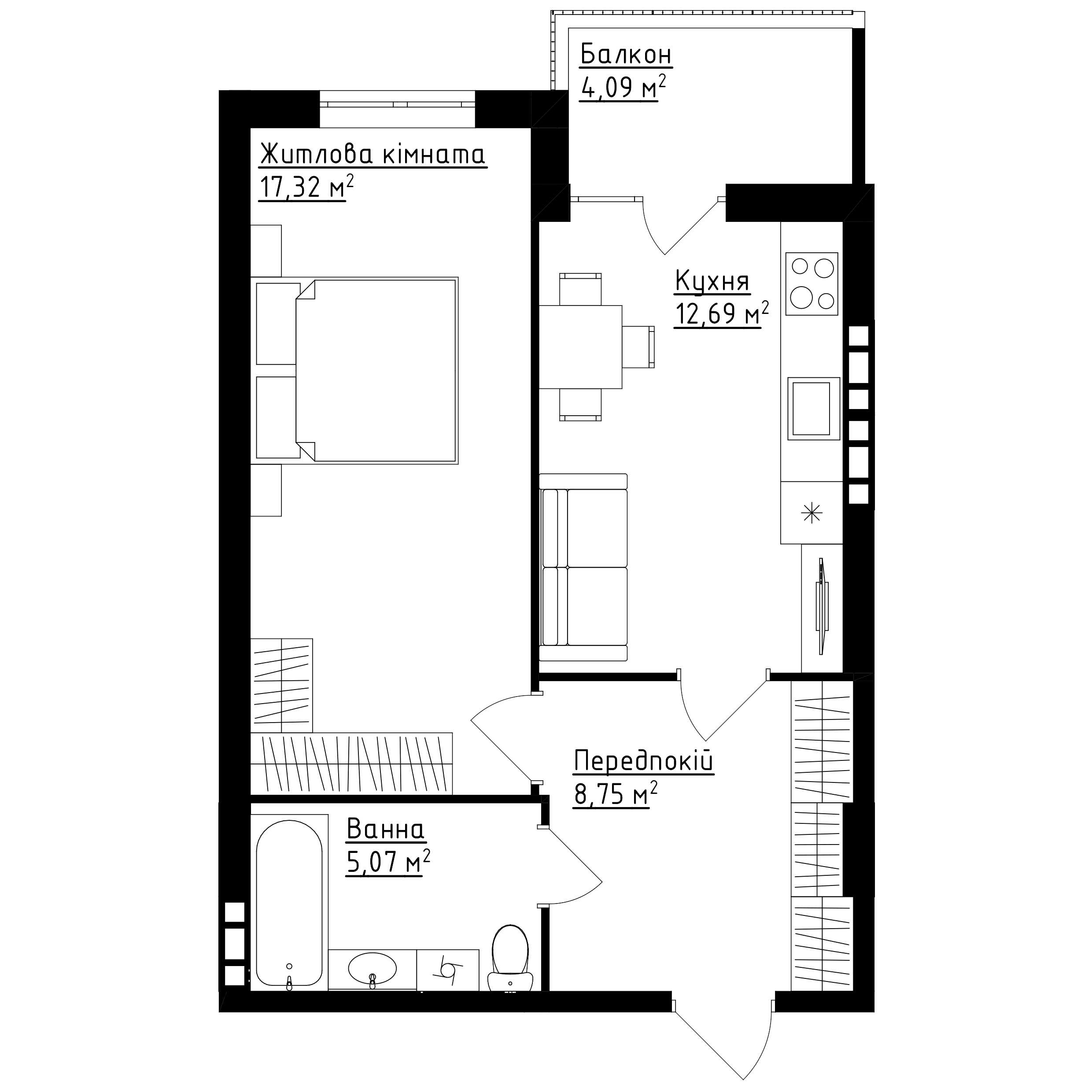 Квартира №31 (1-к) в ЖК «Family Comfort»
