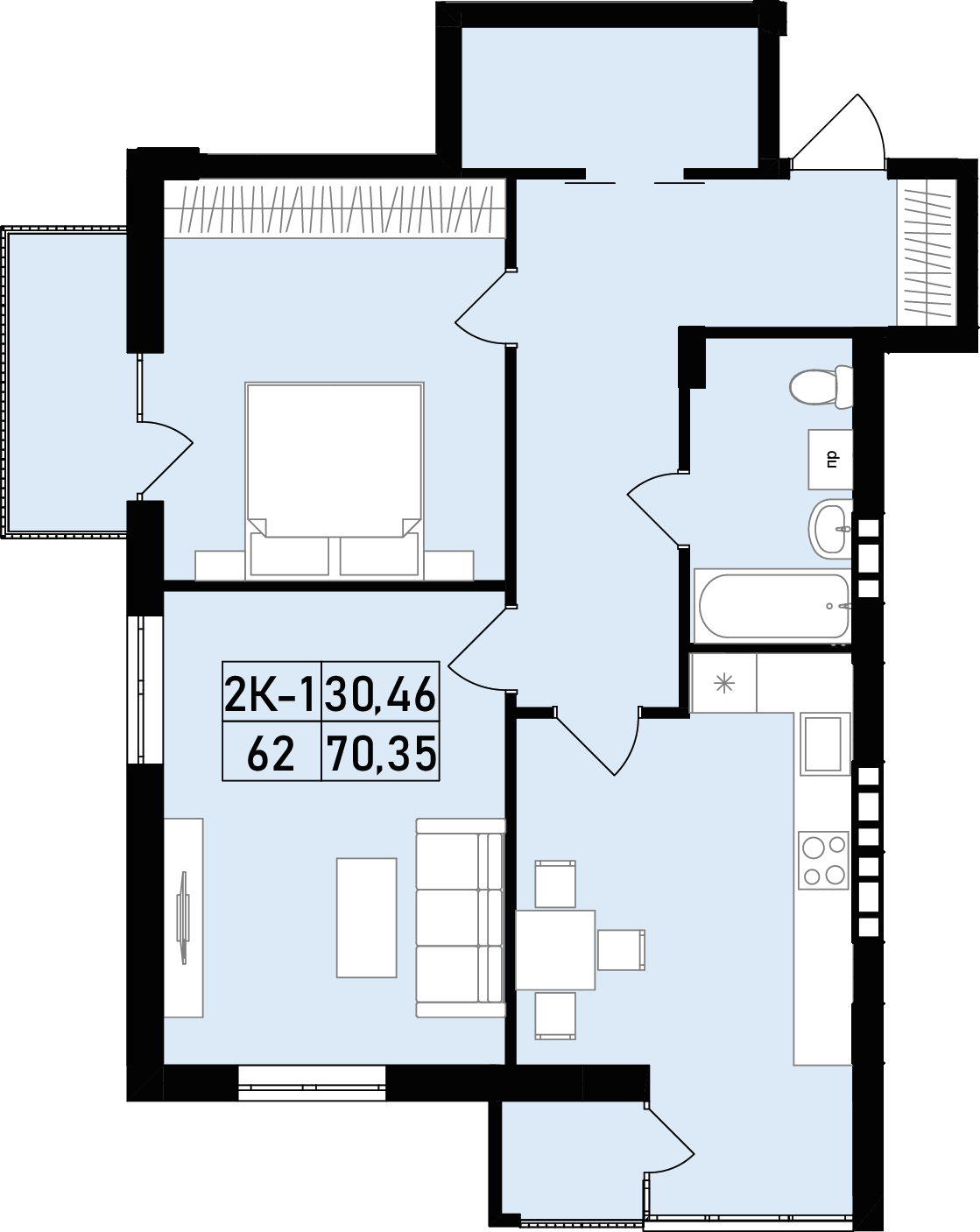 Квартира №62 (2-к) в ЖК «Family House»
